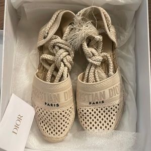 Dior embroidered cream color sandals